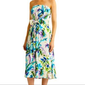 Ralph Lauren Black Label Strapless Paisley Midi Dress NWT